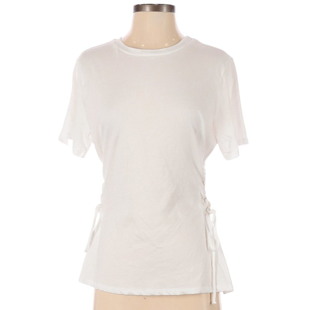 brand new, Aqua short-sleeved top, lace-up sides